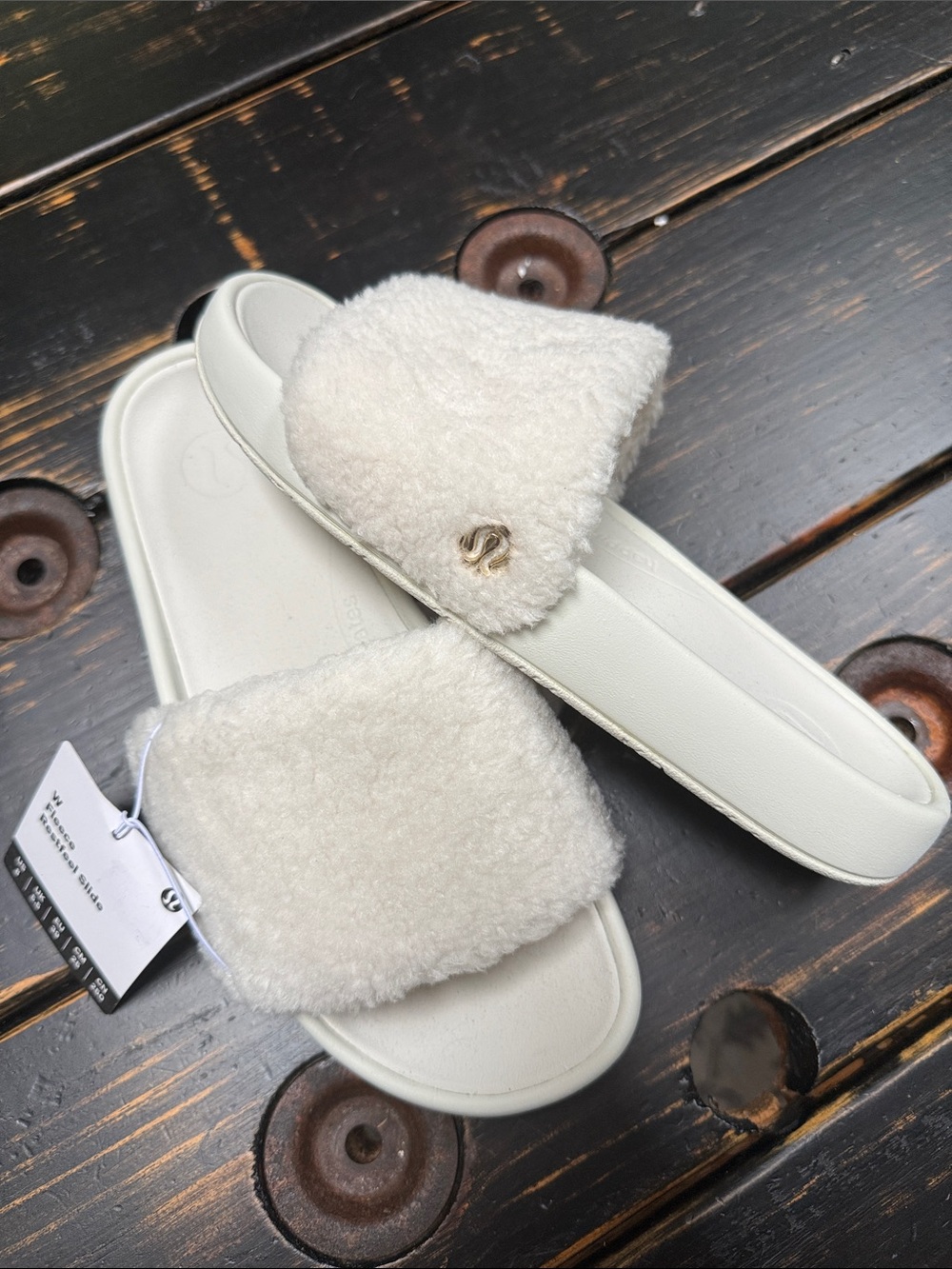 lululemon athletica Cream Sherpa Slide Sandals
